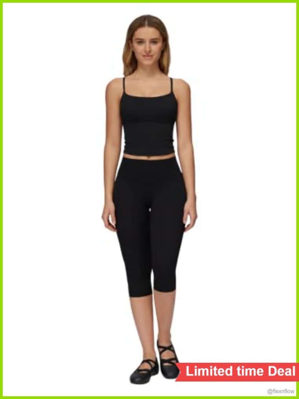 Women's 2 Piece Capri Workout Set Polyamide Elastane Tank Top Leggings